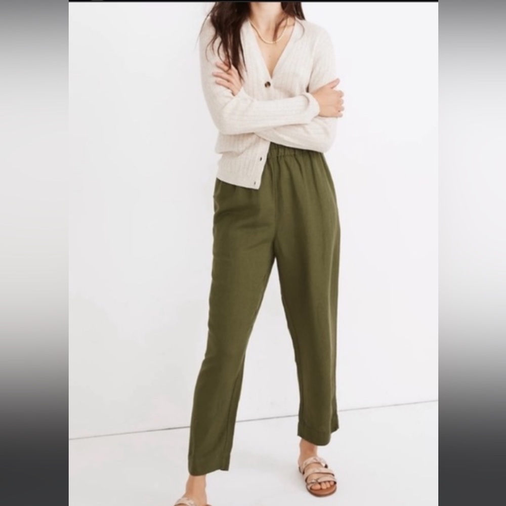 Dairi Avocado Green Linen Pants